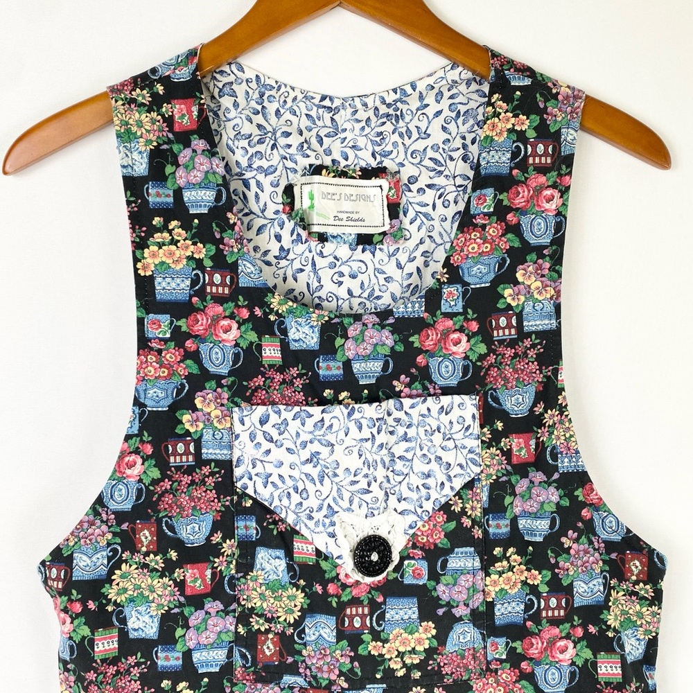 Dee's Designs Handmade Floral Maxi Dress Sleeveless Size Large Teacher Cottage - Picture 2 of 4